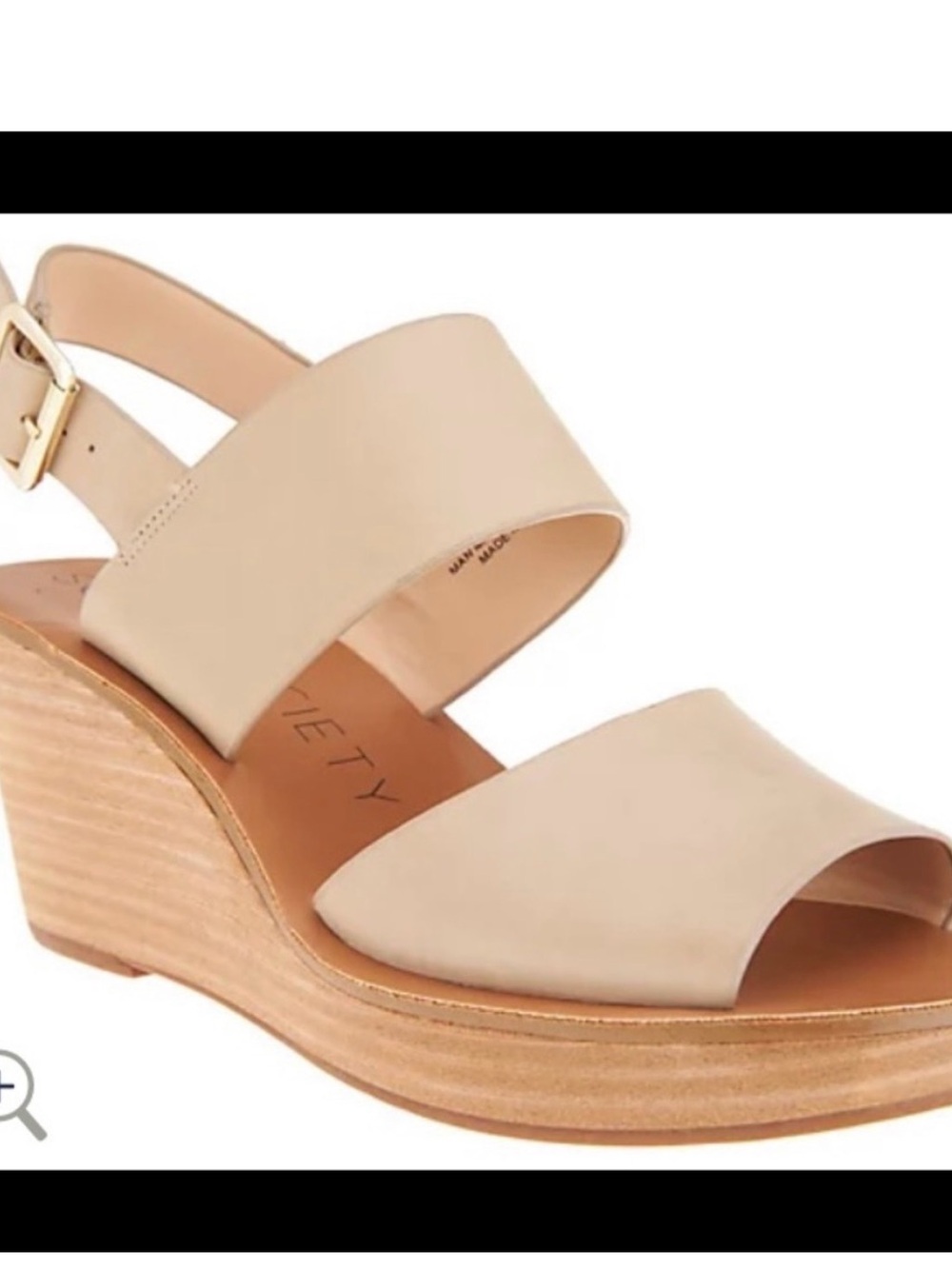 Sole Society Neutral Beige Two‑Band Wedge Sandals Leather 11